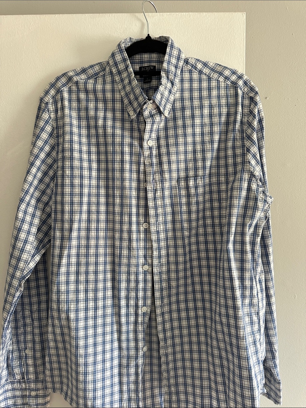 J. Crew Blue and White Plaid Button-Down Shirt